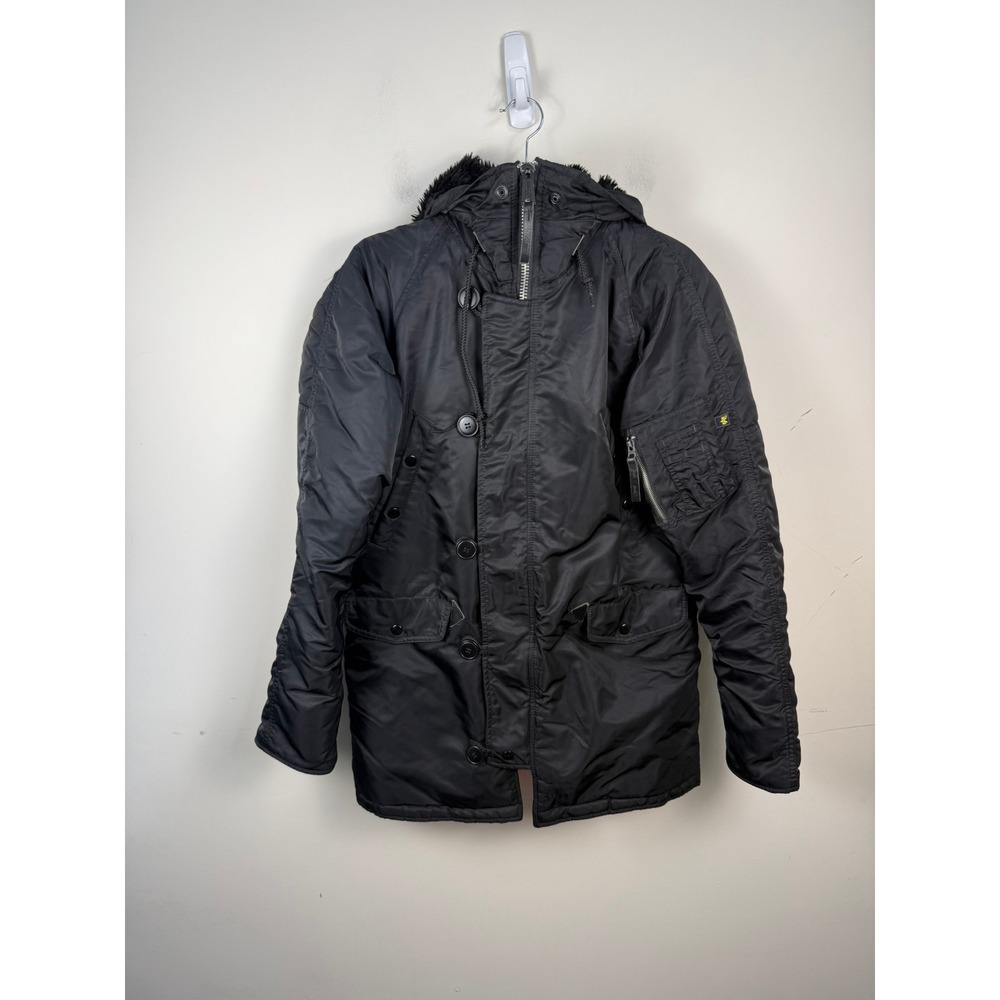 Alpha Industries N-3B Slim Fit Parka Black Orange Lining Men Small MJN31210C1